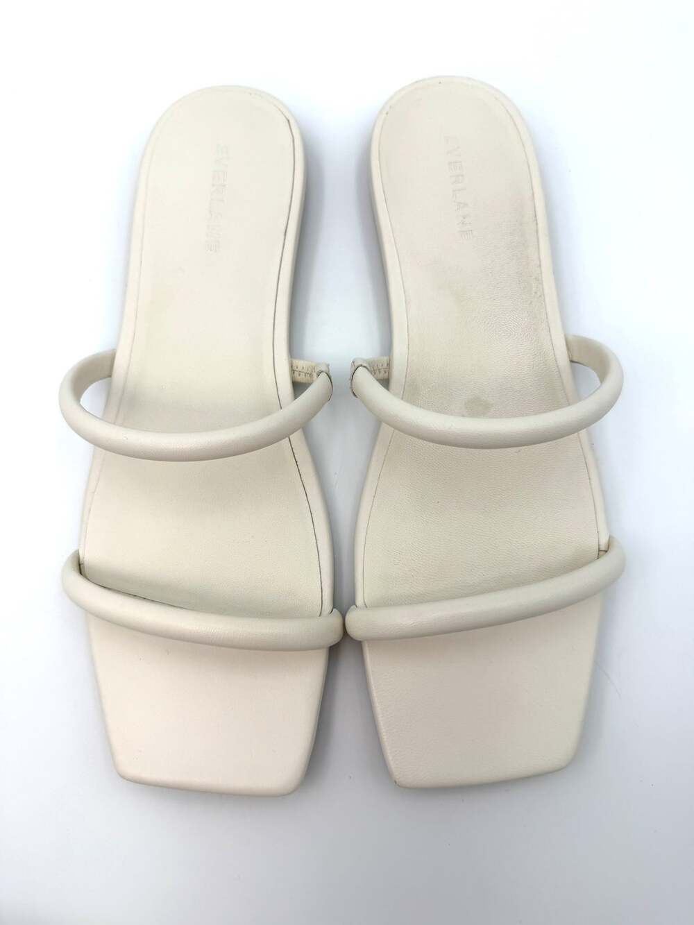 Everlane Double Strap Flat Sandal Cream Leather Size 9.5
